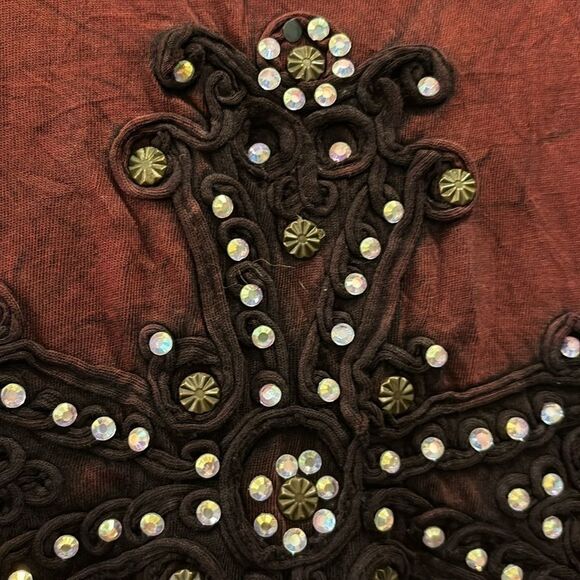 Velvet Stone Washed Cross Bling Rock Western Vneck T-shirt Medium - Picture 3 of 7